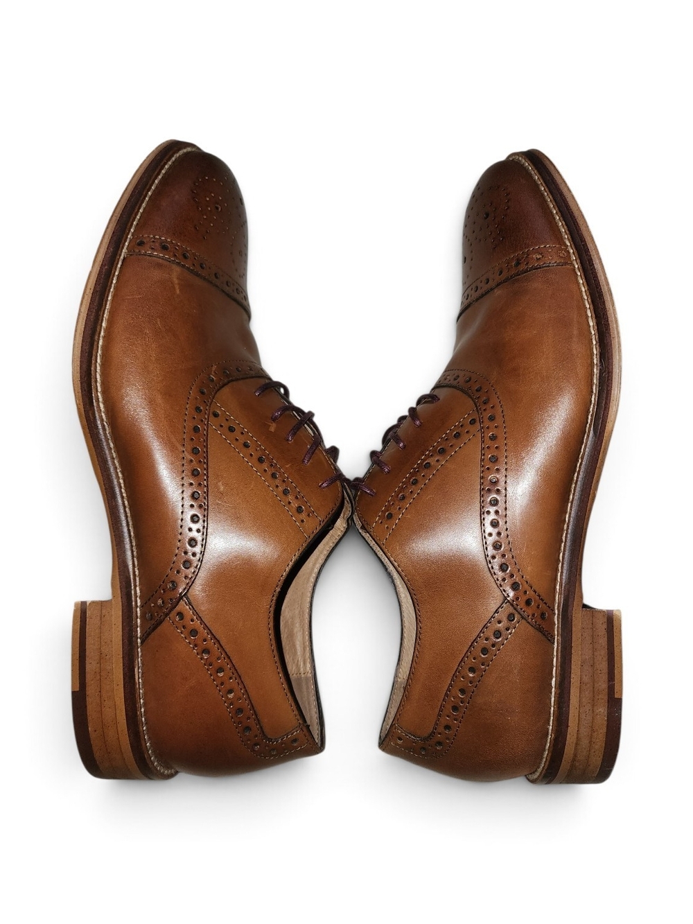Men's Brown Shoes - Classic Leather Dress Oxfords Johnston & Murphy size 11.5